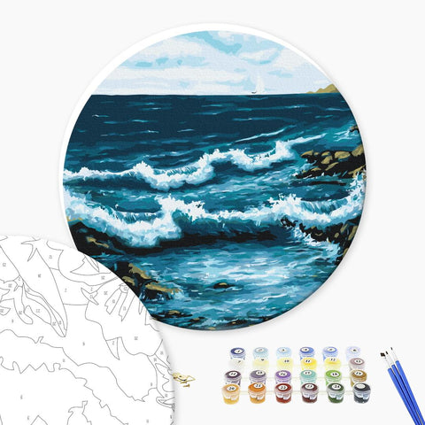 Okrągłe malowanie po numerach Fale oceanu (rozmiar L) (RC00050L)