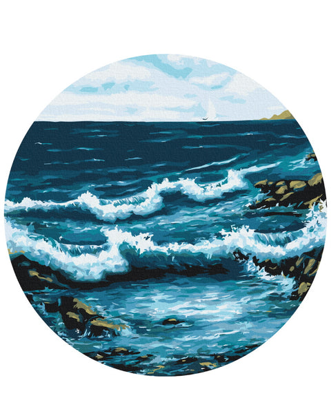 Okrągłe malowanie po numerach Fale oceanu (rozmiar L) (RC00050L)