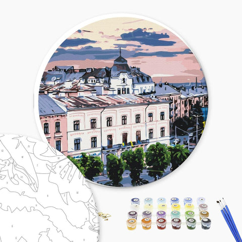 Okrągłe malowanie po numerach Widok na Czerniowce © Oksana Ermoshenko (RC00069L)