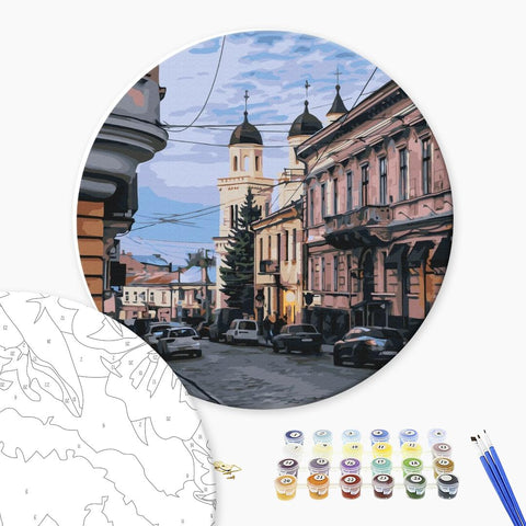 Okrągłe malowanie po numerach Ulica w Czerniowcach © Oksana Ermoshenko (RC00072L)