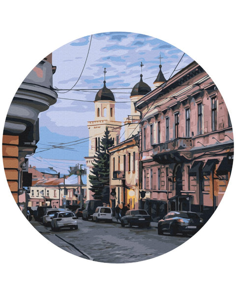 Okrągłe malowanie po numerach Ulica w Czerniowcach © Oksana Ermoshenko (RC00072L)