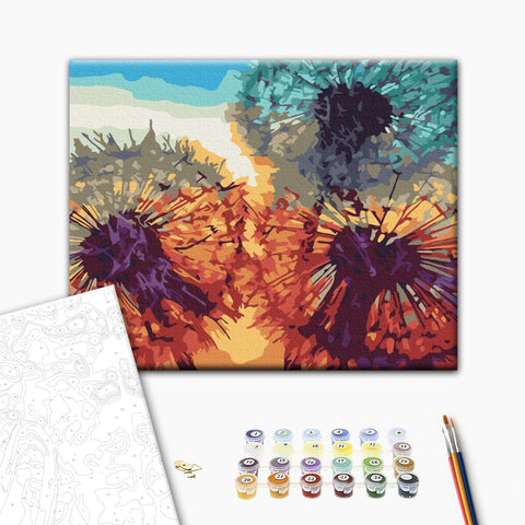 Malowanie po numerach mniszek lekarski o zachodzie słońca (RBS35646)