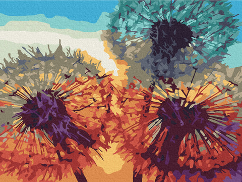 Malowanie po numerach mniszek lekarski o zachodzie słońca (RBS35646)