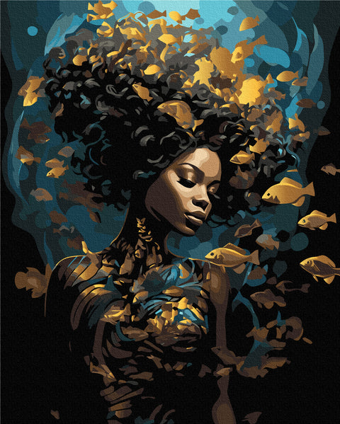 Malowanie po numerach na czarnym płótnie Nereida (BSB0007)