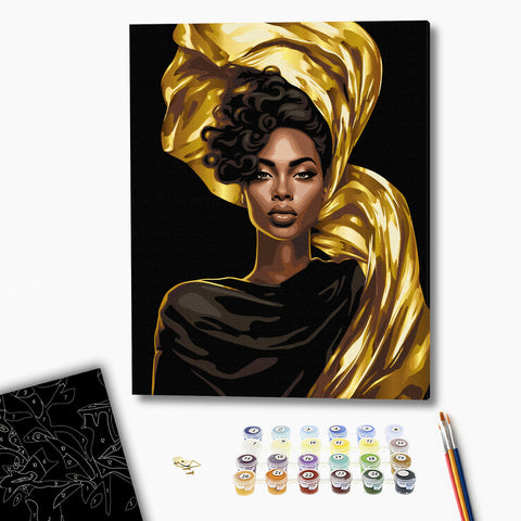 Malowanie po numerach na czarnym płótnie Złoty dramat (BSB0009)