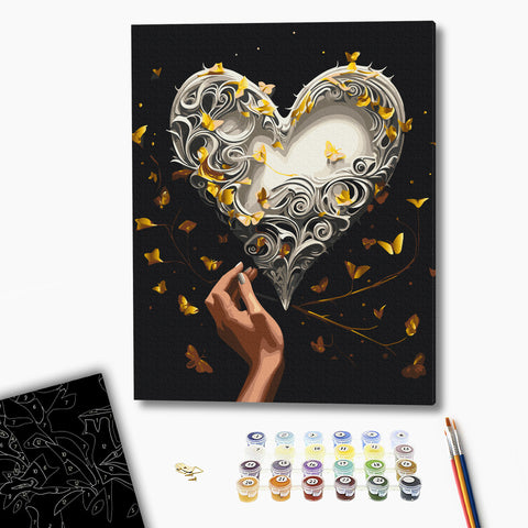 Malowanie po numerach na czarnym płótnie Taniec motyla (BSB0015)