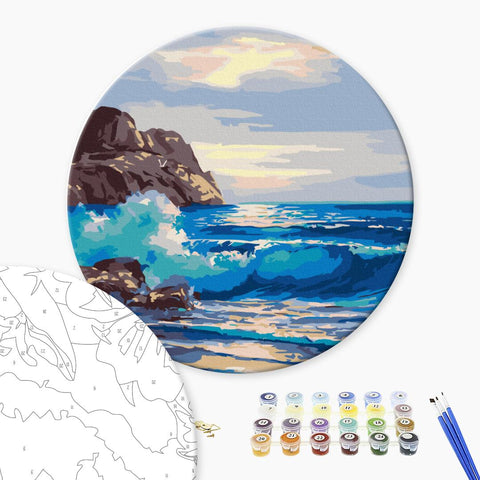 Okrągłe malowanie po numerach Poranek na morzu (RC00049M)