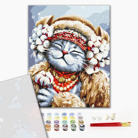 Premium malowanie po numerach Cat Winter ©Marianna Pashchuk (PBS53412)