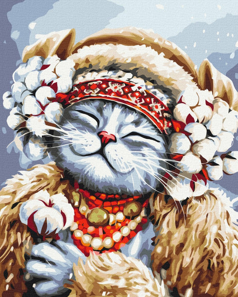 Premium malowanie po numerach Cat Winter ©Marianna Pashchuk (PBS53412)