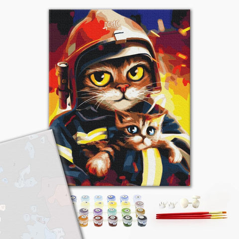 Premium malowanie po numerach Kotka ratowniczka ©Marianna Pashchuk (PBS53236)