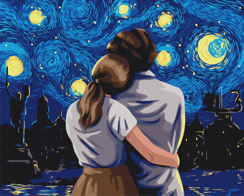 Premium malowanie po numerach Spojrzenie w kijowską noc @Polina Skurykhina (PBS53492)