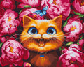 Premium malowanie po numerach Kot w piwoniach © Marianna Pashchuk (PBS53696)
