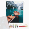 Premium malowanie po numerach Łodzie na wysokim górskim jeziorze (PBS51602)