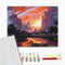 Premium malowanie po numerach Jasny zachód słońca w górach (PBS51977)