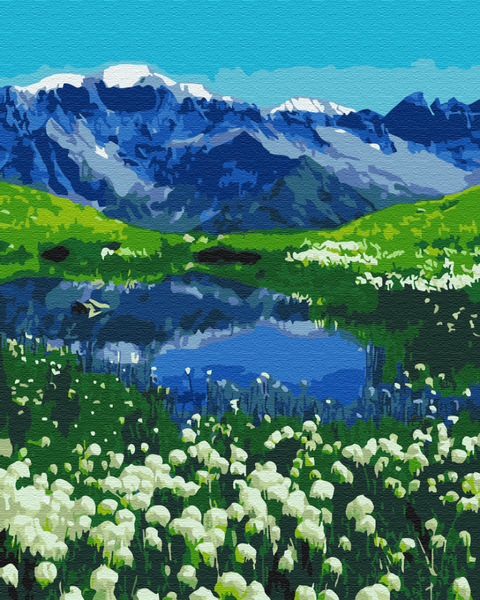 Premium malowanie po numerach Alpejskie łąki. (PBS39458)