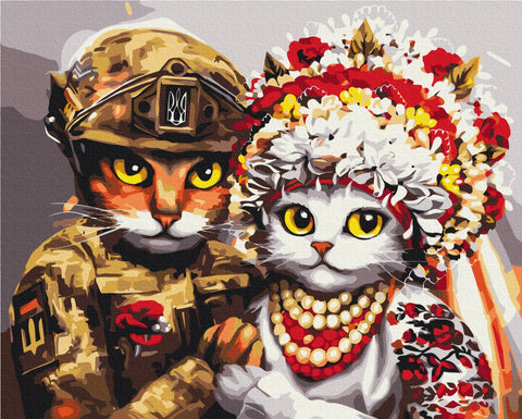 Premium malowanie po numerach Ślub dzielnych kotów © Marianna Pashchuk (PBS53312)