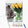 Malowanie po numerach Kot z tulipanami (BS52638)
