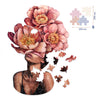 Drewniane puzzle Girl in blooming peonies (Size S) (BP08S)